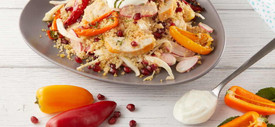 INSALATA DI POLLO, PEPERONCINI E QUINOA