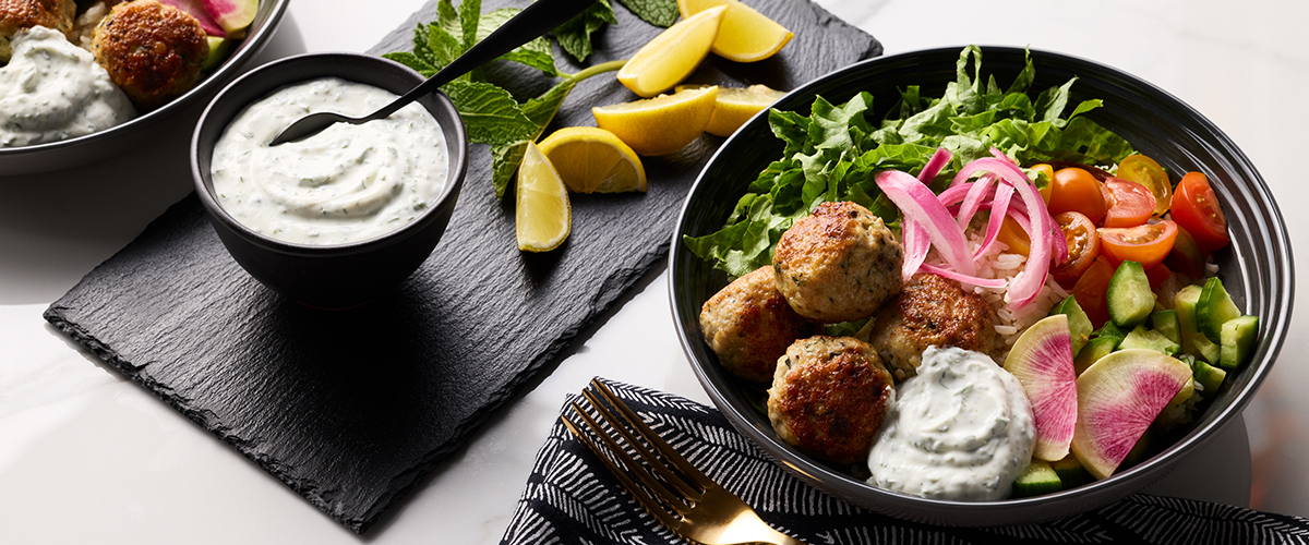 Polpette di pollo con salsa yogurt